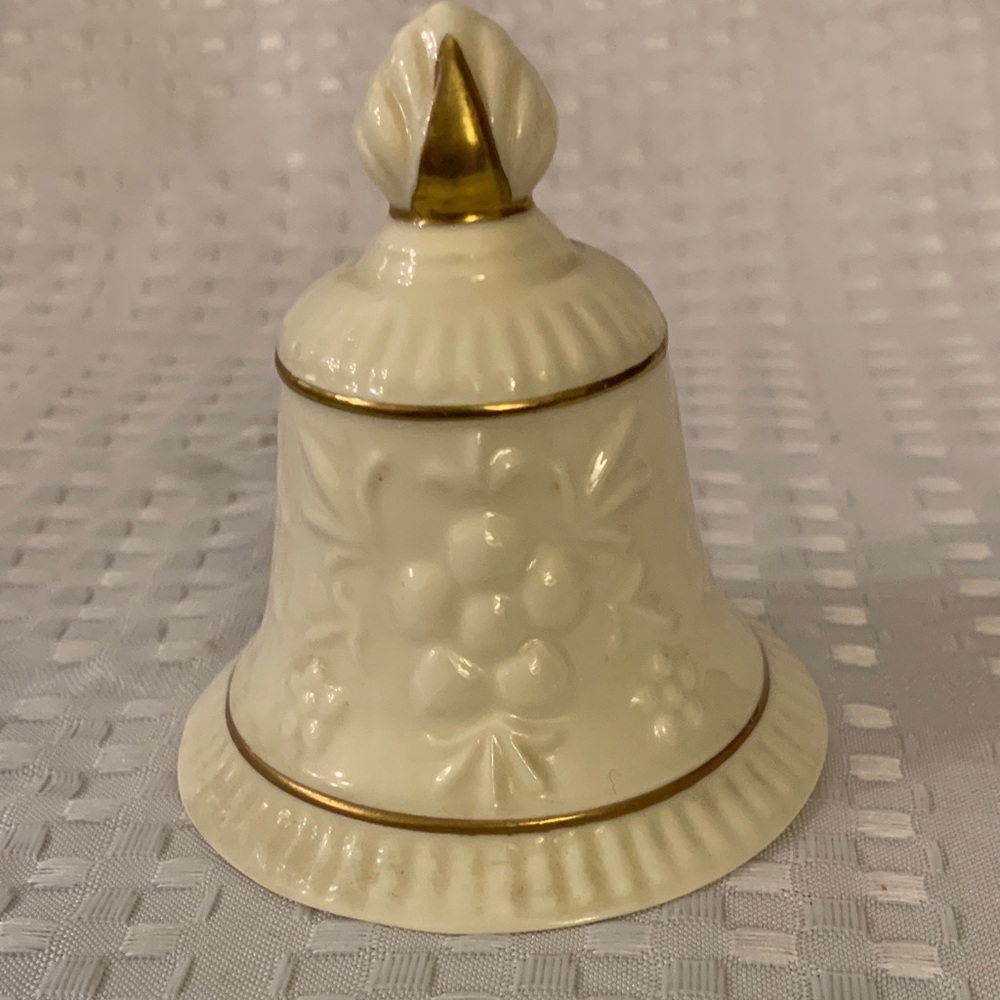 Aynsley Camellia Cream and Gold Decorative Bell, 3.5 inches high.